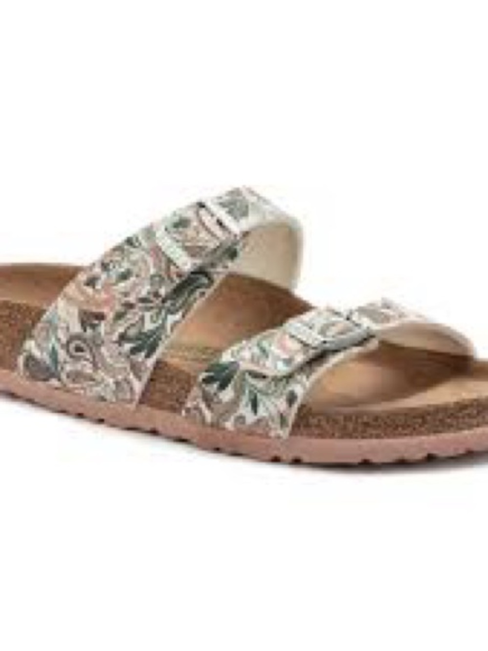 Birkenstock Sydney women’s White Paisley Double-Strap Vegan Sandal with Teal - Picture 3 of 9